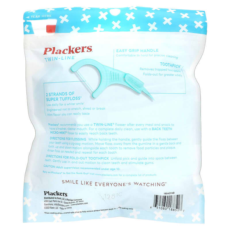 Plackers, Twin-Line, Dental Flossers, Value Size, Cool Mint, 150 Count