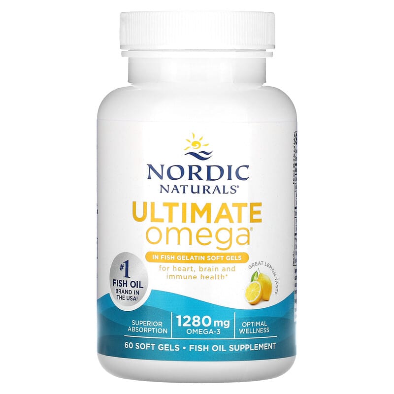 Nordic Naturals, Ultimate Omega, Lemon, 640 mg, 60 Soft Gels