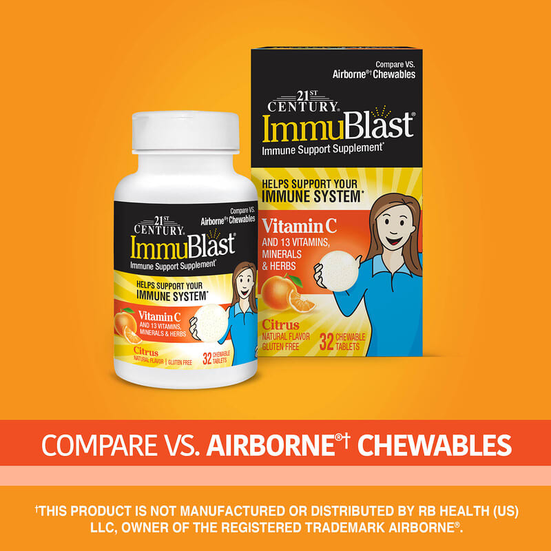 21st Century, ImmuBlast, Vitamin C, Citrus, 32 Chewable Tablets