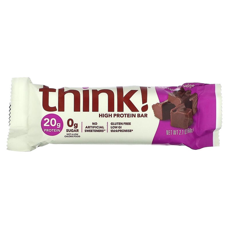 Think !, High Protein Bars, Chocolate Fudge, 10 Bars, 2.1 oz (60 g) Each