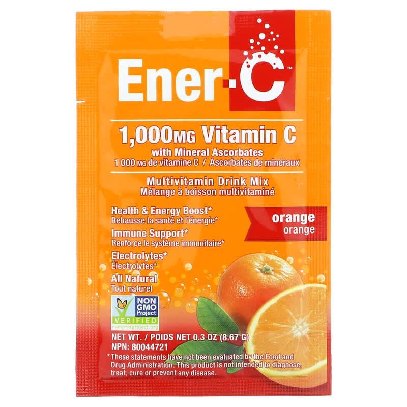 Ener-C, Vitamin C, Multivitamin Drink Mix, Orange, 1,000 mg, 30 Packets, 0.3 oz (8.67 g) Each