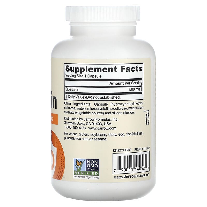 Jarrow Formulas, Quercetin, 500 mg, 200 Veggie Capsules