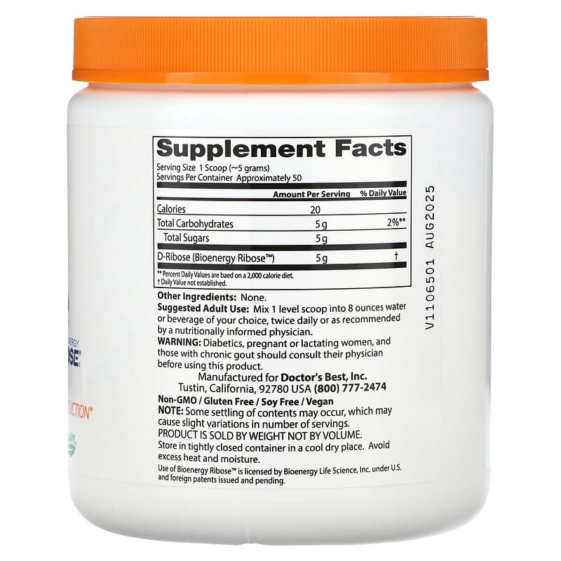 Doctor's Best, Pure D-Ribose Powder, 8.8 oz (250 g)