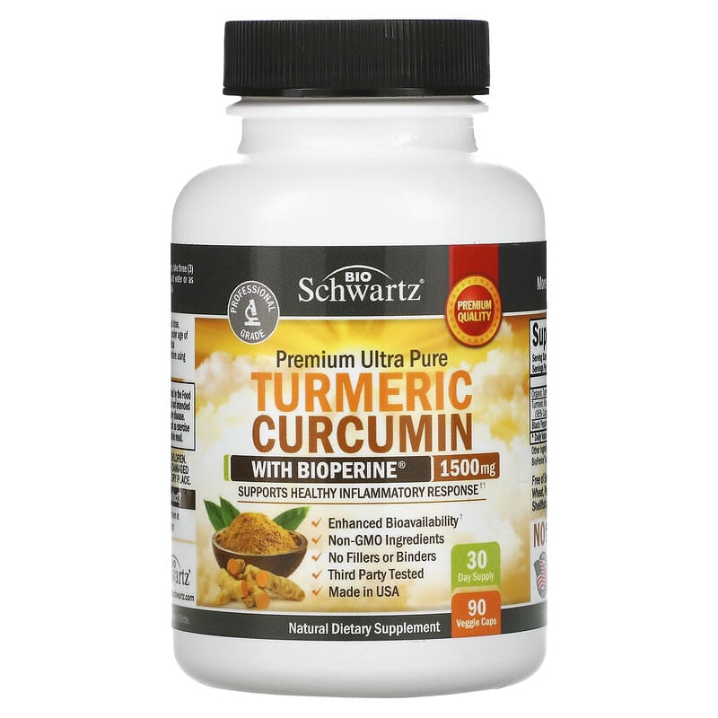 BioSchwartz, Turmeric Curcumin with Bioperine, 500 mg, 90 Capsules