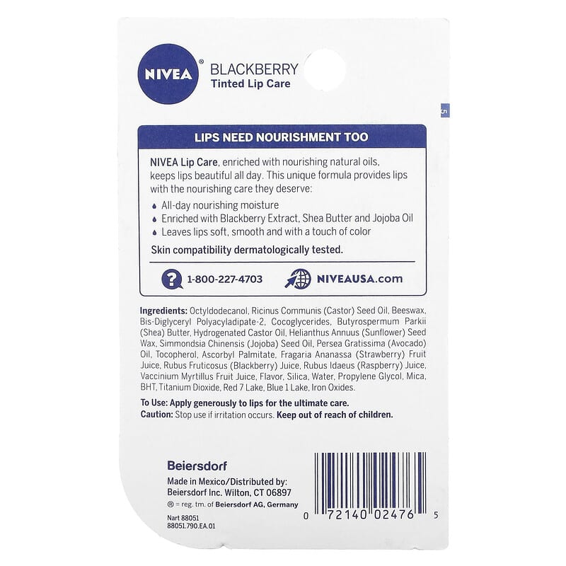 Nivea, Tinted Lip Care, Blackberry, 2 Pack, 0.17 oz (4.8 g) Each