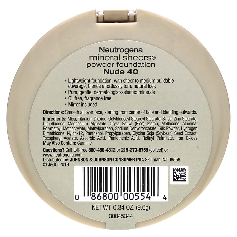 Neutrogena, Mineral Sheers, Powder Foundation, Nude 40, 0.34 oz (9.6 g)