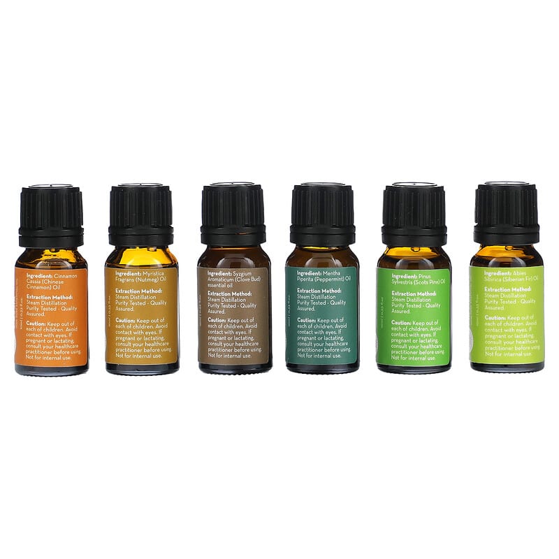 Pure Body Naturals, Winter Essential Oils Collection, Limited Edition, 6 Piece Set, 0.33 fl oz (10 ml) Each