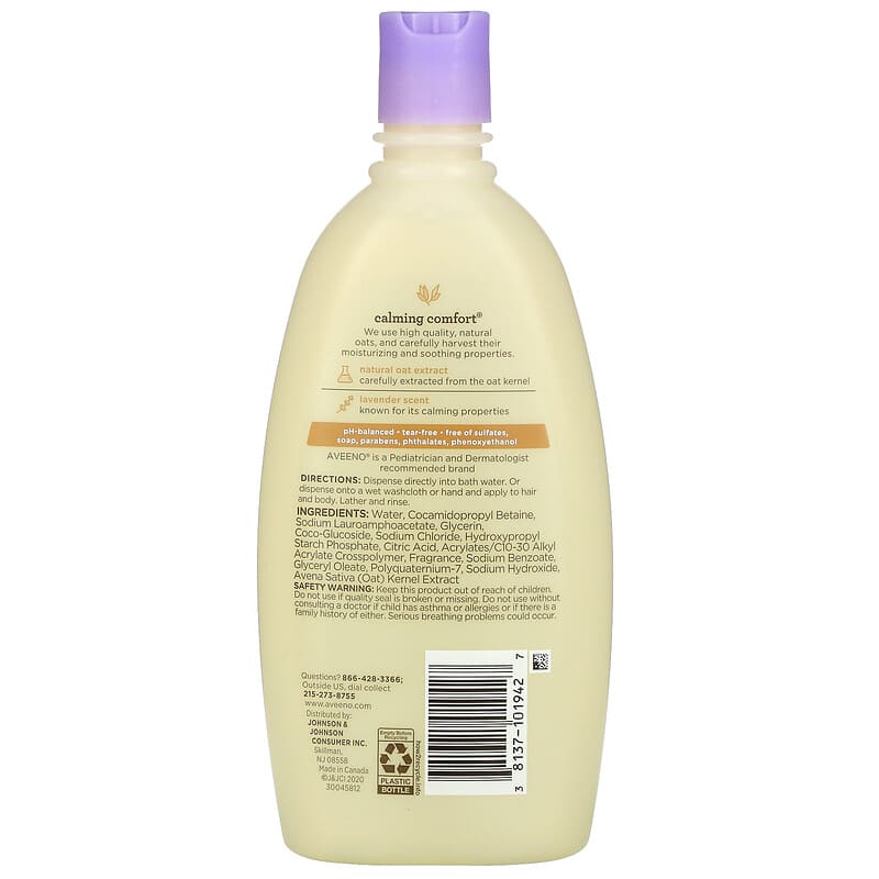 Aveeno, Baby, Calming Comfort Bath, Lavender & Vanilla, 18 fl oz (532 ml)