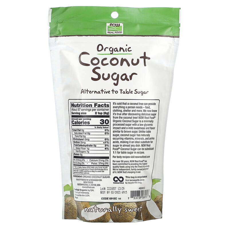 NOW Foods, Real Food, Organic Coconut Sugar, 16 oz (454 g)