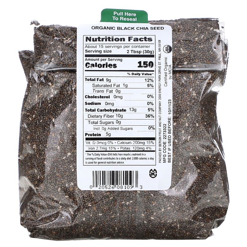 Bergin Fruit and Nut Company, Organic Black Chia Seed, 16 oz (454 g)