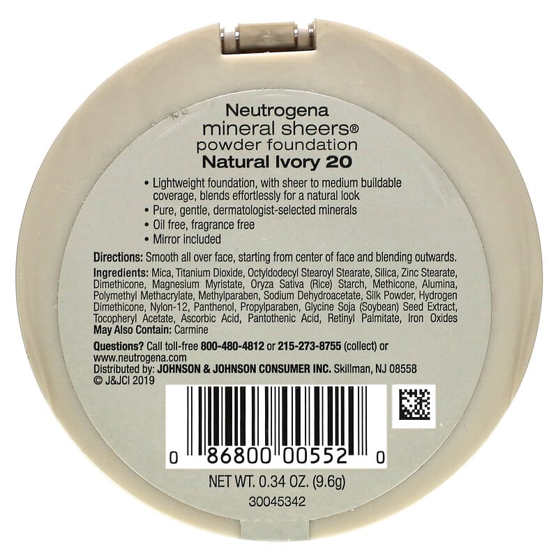 Neutrogena, Mineral Sheers, Powder Foundation, Natural Ivory 20, 0.34 oz (9.6 g)