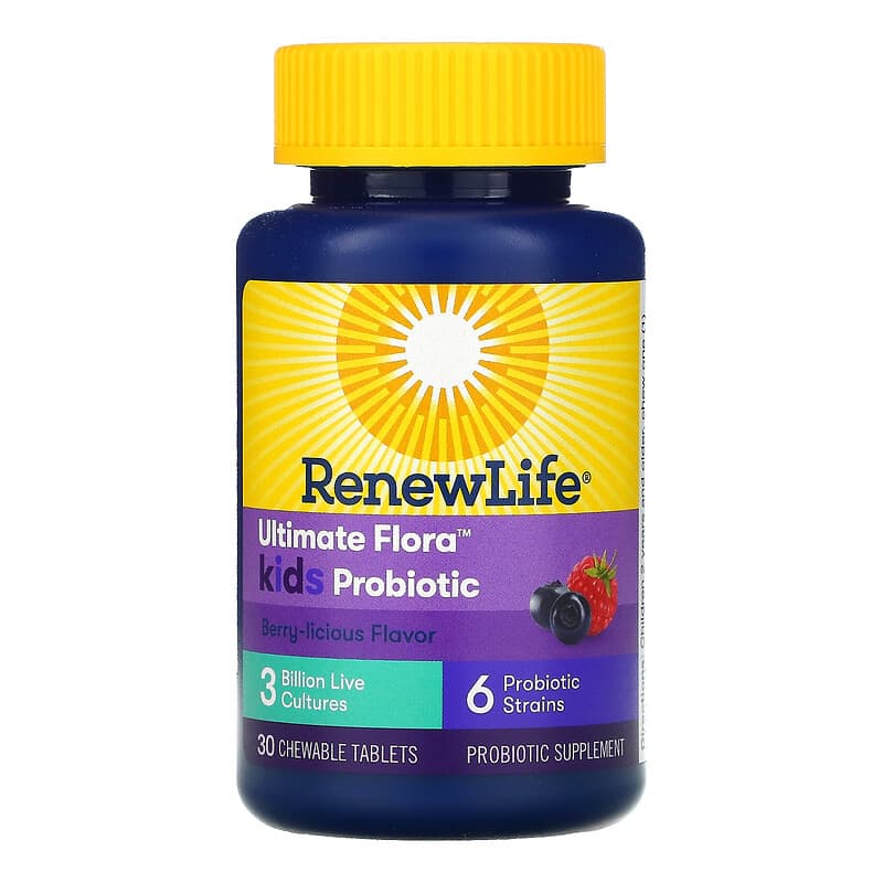 Renew Life, Ultimate Flora, Kids Probiotic, Berry-licious, 3 Billion Live Cultures, 30 Chewable Tablets