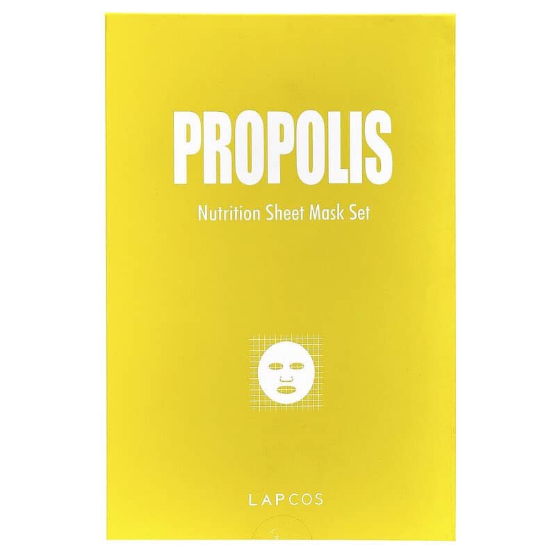 Lapcos, Propolis Nutrition Beauty Sheet Mask Set, 5 Sheets, 0.84 fl oz (25 ml) Each