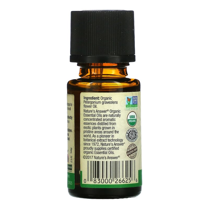 Nature's Answer, Organic Essential Oil, 100% Pure, Geranium, 0.5 fl oz (15 ml)