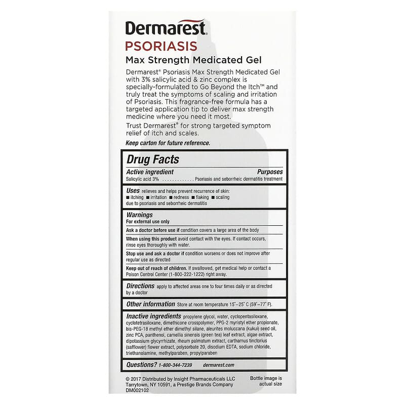Dermarest, Psoriasis, Maximum Strength Medicated Gel, Fragrance Free, 4 fl oz (118 ml)