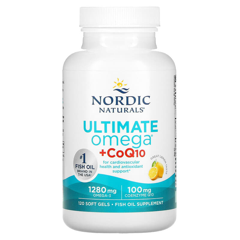 Nordic Naturals, Ultimate Omega + CoQ10, Lemon, 640 mg, 120 Soft Gels