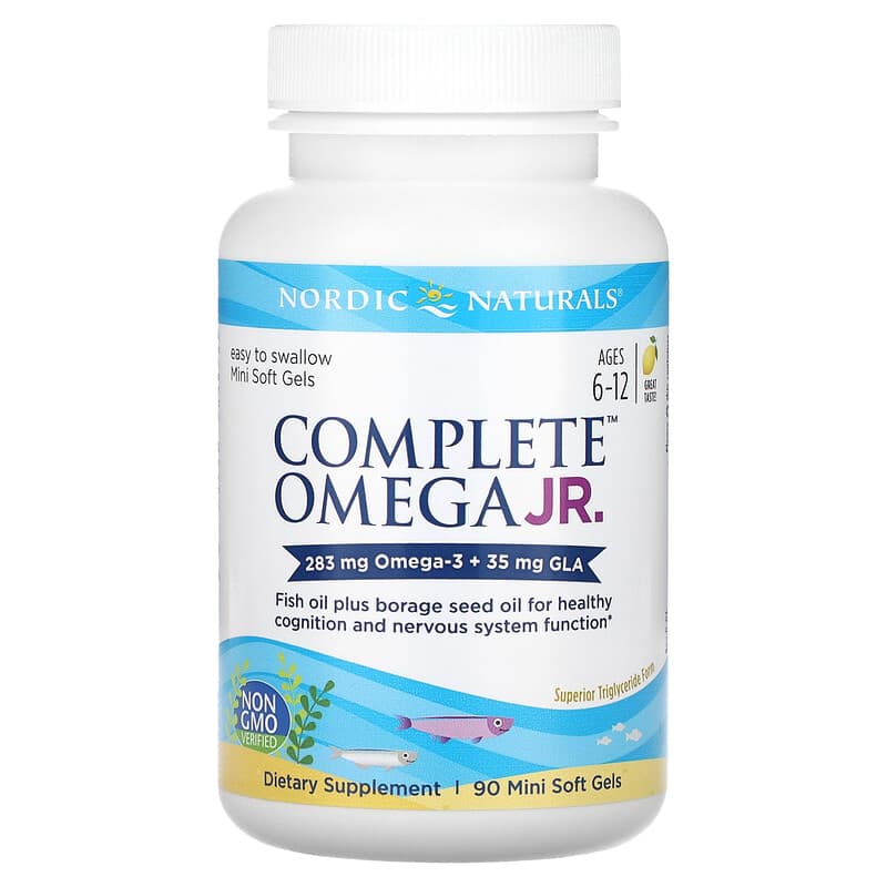 Nordic Naturals, Complete Omega Junior, Ages 6-12, Lemon, 90 Mini Soft Gels