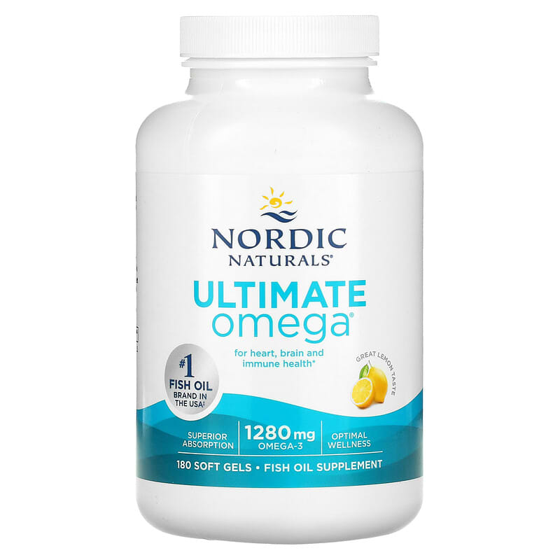 Nordic Naturals, Ultimate Omega, Lemon, 640 mg, 180 Soft Gels