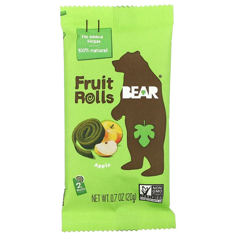 Bear, Fruit Rolls, Apple, 5 Packs, 0.7 oz (20 g) Each