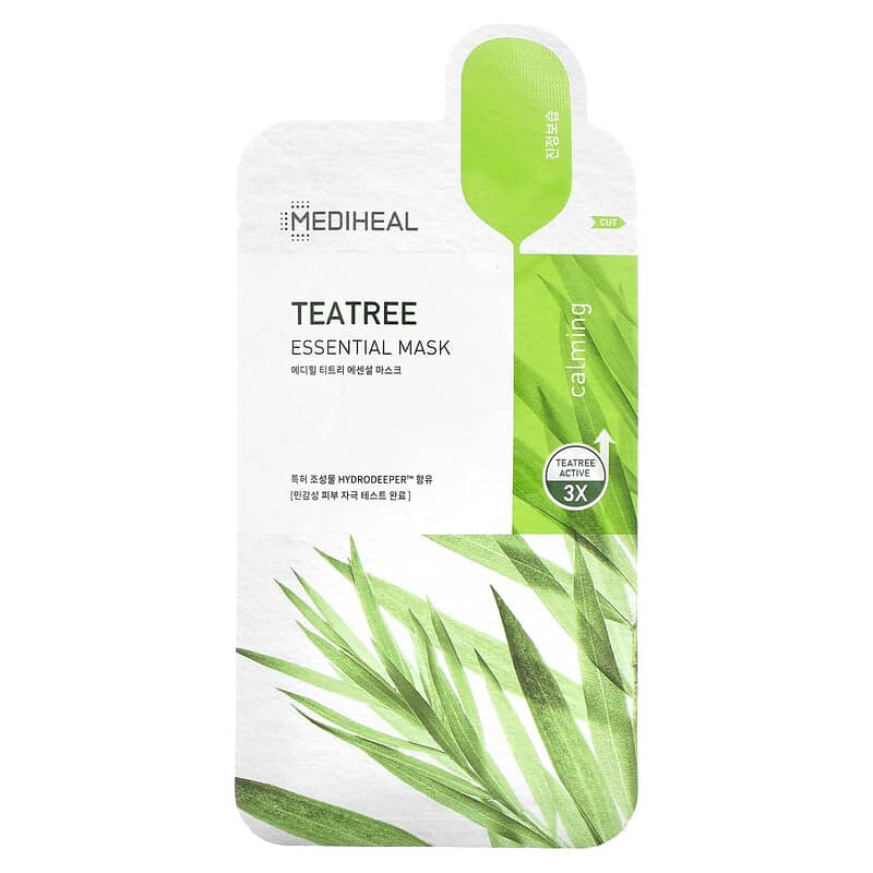 Mediheal, Tea Tree, Essential Beauty Mask, 4 Sheets, 0.81 fl oz (24 ml) Each