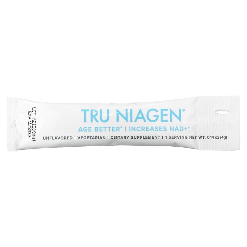 Tru Niagen, Increases NAD+, Nicotinamide Riboside, Unflavored, 30 Packets, 0.14 oz (4 g) Each