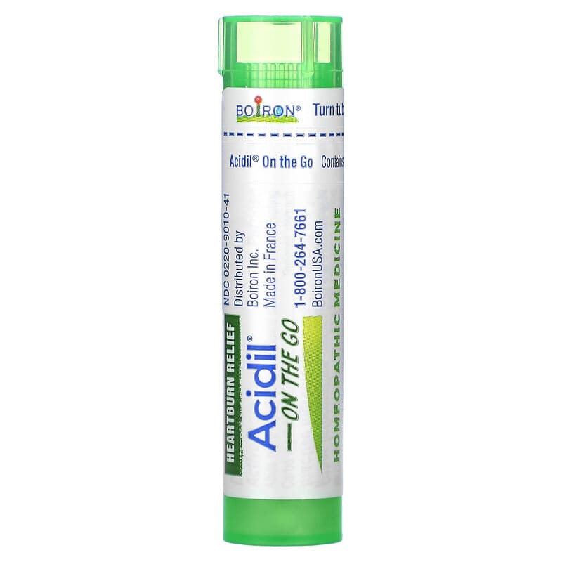 Boiron, Acidil On The Go, Multi-Symptom Heartburn Relief, 2 Portable Tubes, 80 Pellets Each