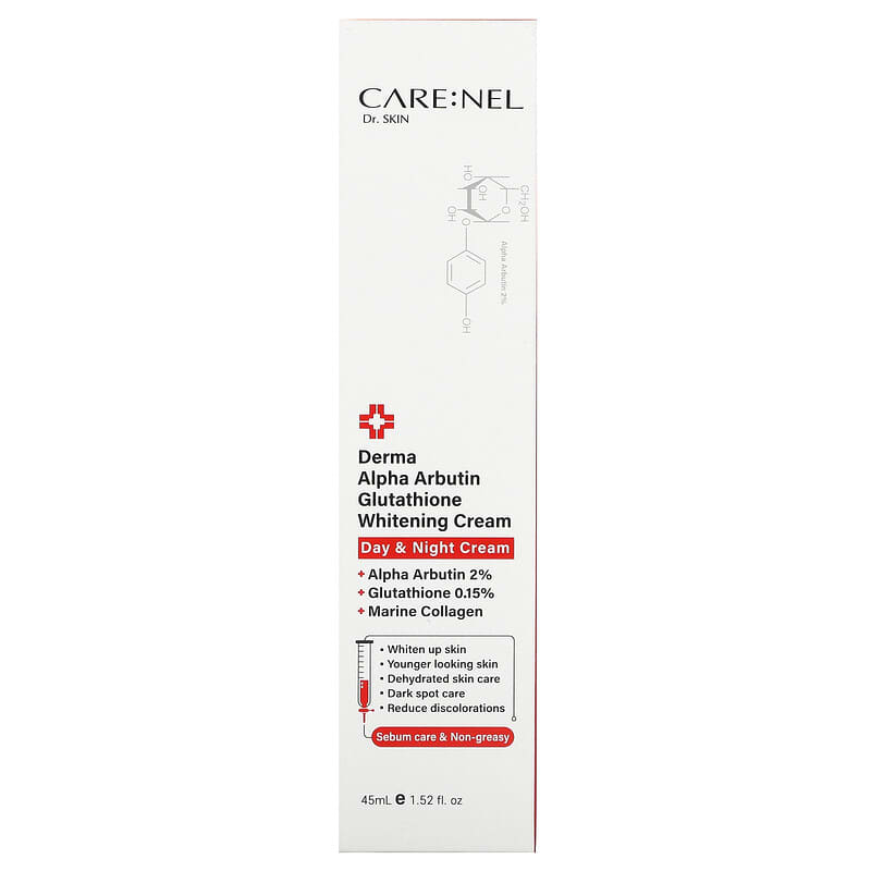 Care:Nel, Derma Alpha Arbutin Glutathione Whitening Cream, 1.52 fl oz (45 ml)