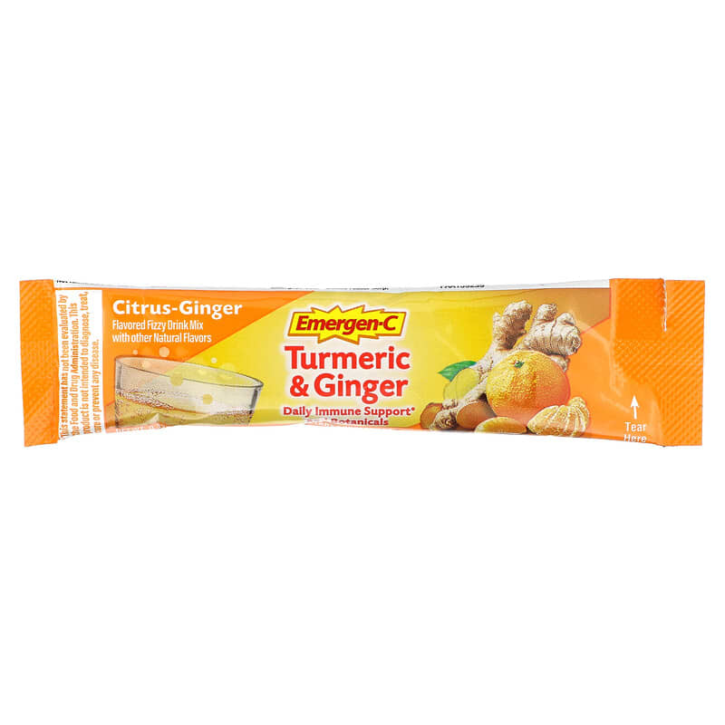 Emergen-C, Turmeric & Ginger, Citrus-Ginger, 18 Packets, 0.32 oz (9 g) Each