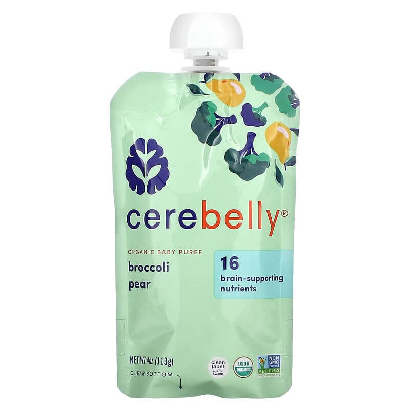 Cerebelly, Organic Baby Puree, Broccoli Pear, 6 Pouches, 4 oz (113 g) Each