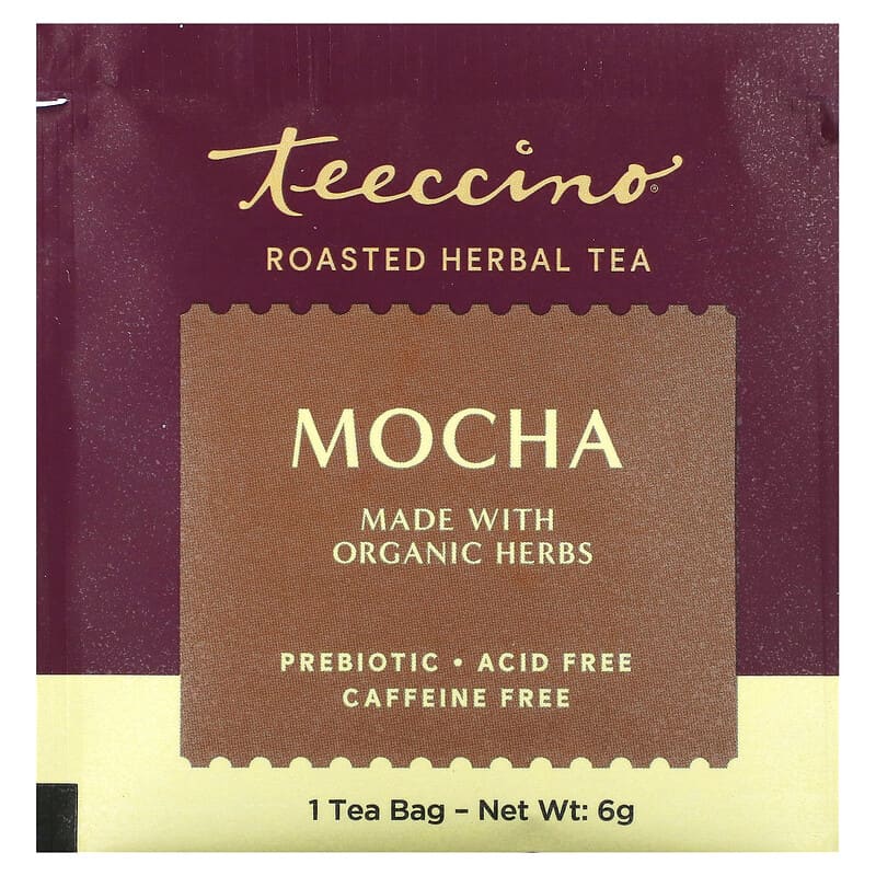 Teeccino, Roasted Herbal Tea, Mocha, Caffeine Free, 25 Tea Bags, 5.3 oz (150 g)