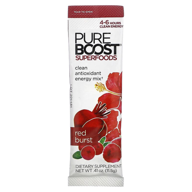 Pureboost, Superfoods, Clean Antioxidant Energy Mix, Red Burst, 10 Packets, 0.41 oz (11.5 g) Each