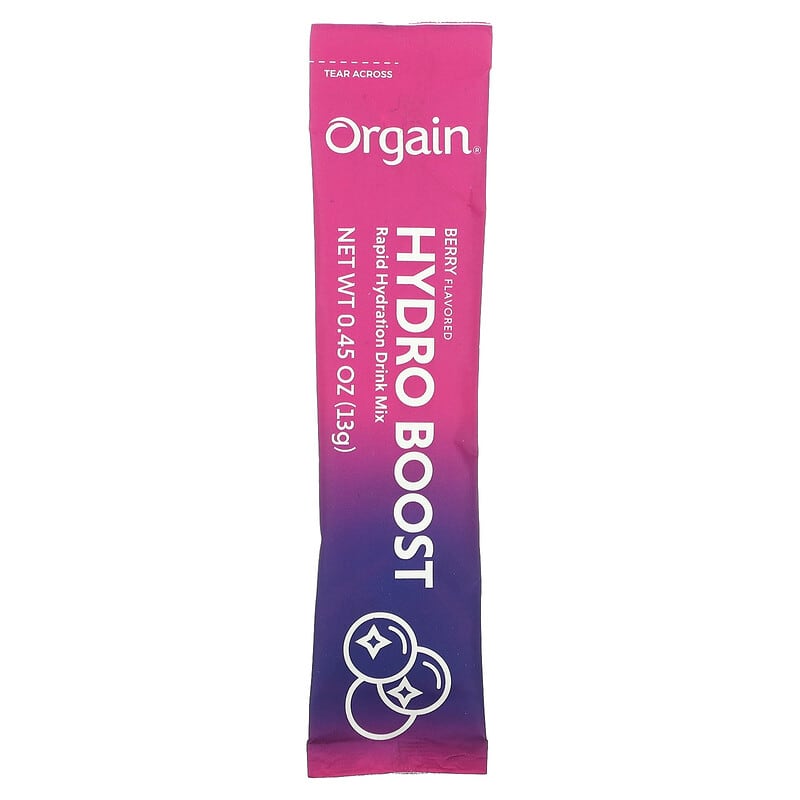 Orgain, Hydro Boost Rapid Hydration Drink Mix, Berry, 8 Stick Packs, 0.45 oz (13 g) Each