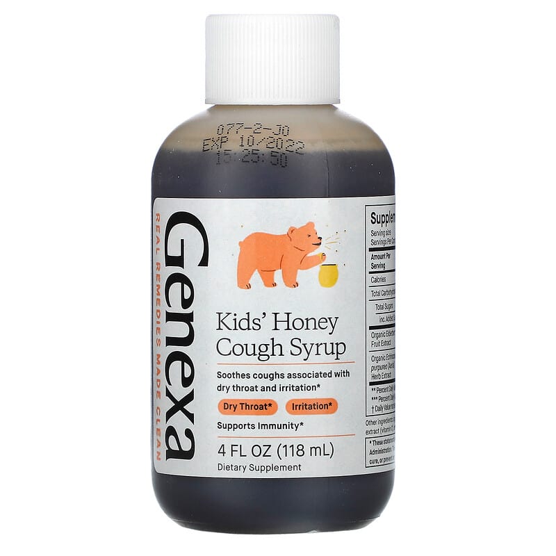 Genexa LLC, Kid's Honey Cough Syrup, Ages 1+, Organic Honey, 4 fl oz (118 ml)