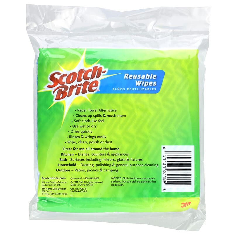 Scotch-Brite, Reusable Wipes, 5 Wipes