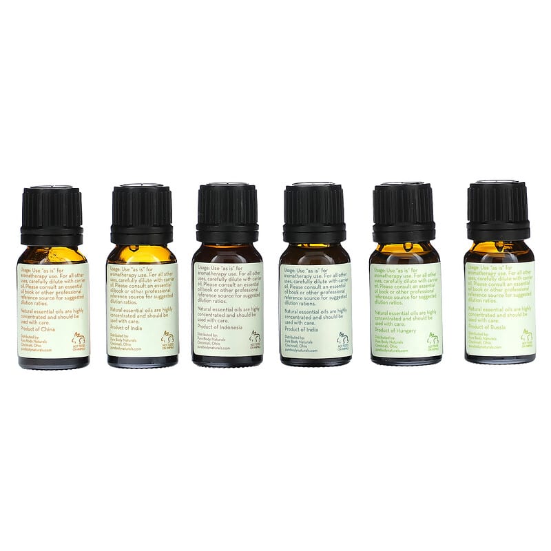 Pure Body Naturals, Winter Essential Oils Collection, Limited Edition, 6 Piece Set, 0.33 fl oz (10 ml) Each