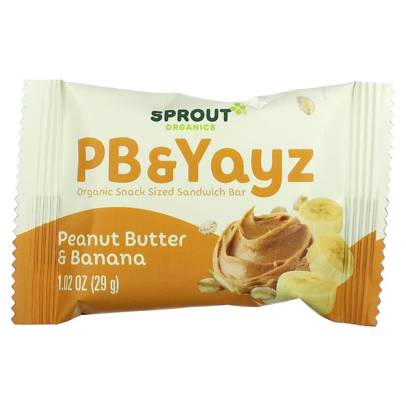 Sprout Organics, PB & Yayz, Organic Snack Sized Sandwich Bar, Peanut Butter & Banana, 5 Bars, 1.02 oz (29 g) Each