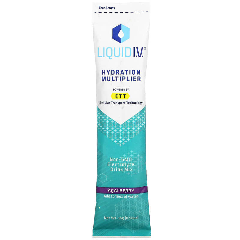 Liquid I.V., Hydration Multiplier, Electrolyte Drink Mix, Acai Berry,  10 Stick Packs, 0.56 oz (16 g) Each