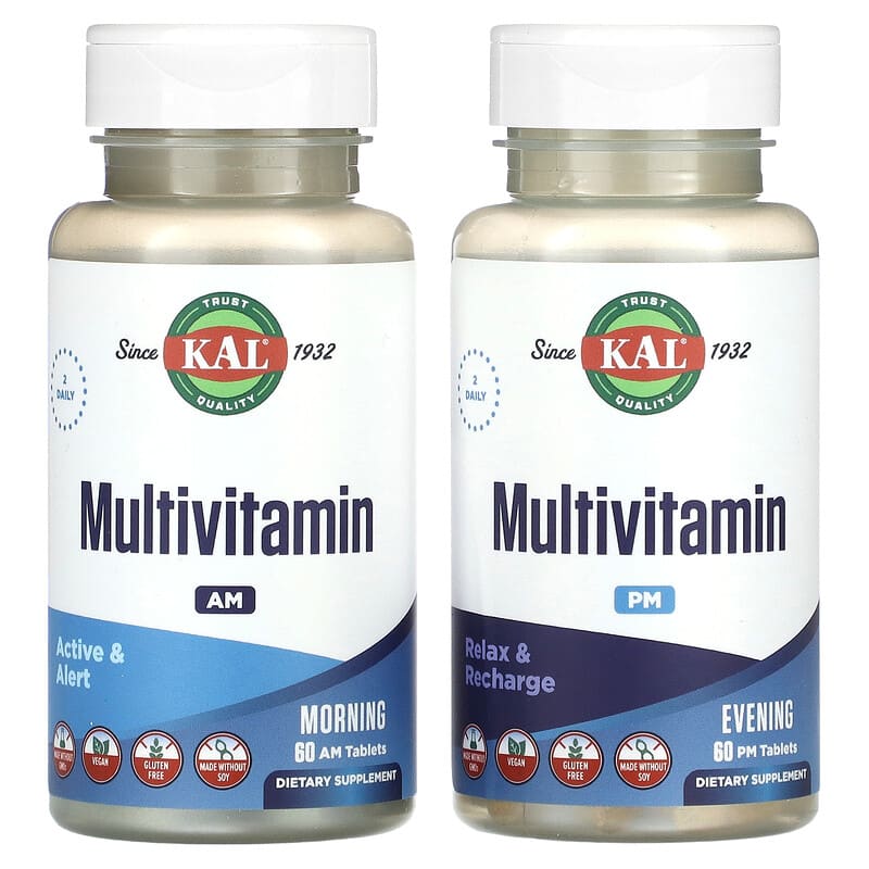 KAL, Multivitamin, Morning & Evening, 2 Pack, 60 Tablets Each