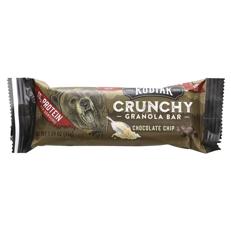 Kodiak Cakes, Crunchy Granola Bars, Chocolate Chip, 6 2-Bar Pouches, 1.59 oz (45 g) Each