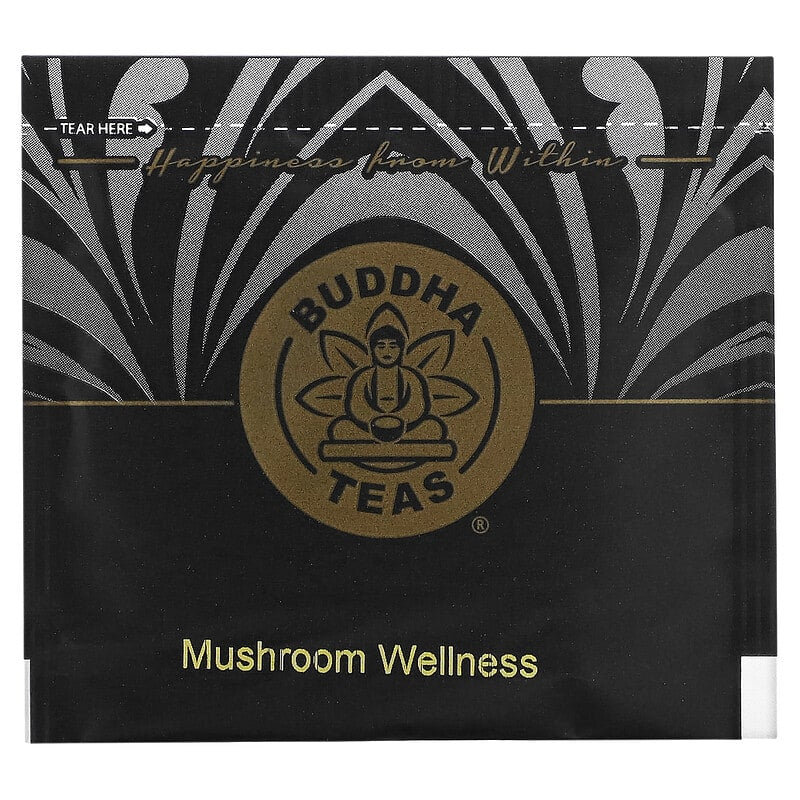 Buddha Teas, Organic Herbal Tea, Mushroom Wellness Blend, Caffeine Free, 18 Tea Bags, 1.14 oz (32 g)