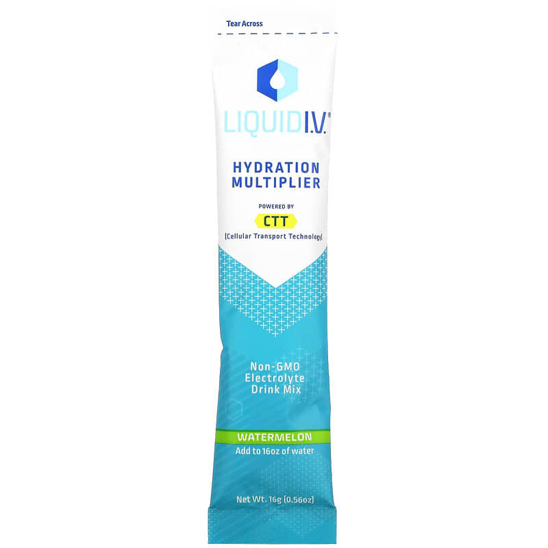 Liquid I.V., Hydration Multiplier, Electrolyte Drink Mix, Watermelon, 10 Individual Stick Packs, 0.56 oz (16 g) Each