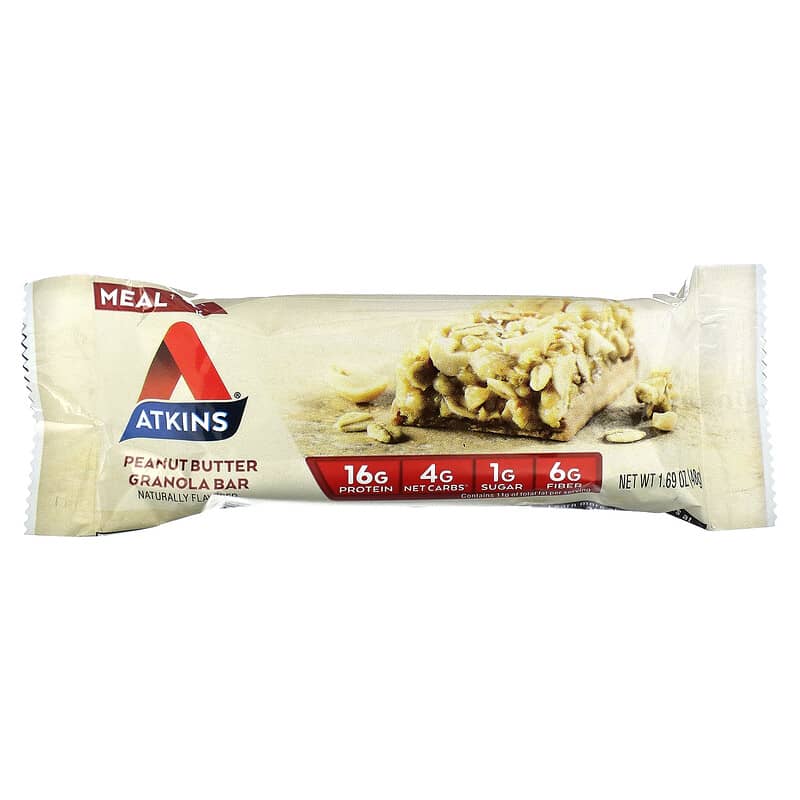 Atkins, Protein Meal Bar, Peanut Butter Granola Bar, 5 Bars, 1.76 oz (50 g) Each